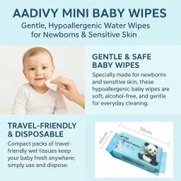 PRAYAN ENTERPRISE Travel Mini Wet Wipes – Plant Extract, Skin-Friendly – 64 Wipes Total – Compact Panda Design (1) image 3