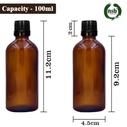 nsb herbals 100 ml Amber Round Empty Glass Bottle/Euro Dropper/Black Cap, Refillable, Reusable, For Essential Oils, Blends, Diy Perfumes And Face Oil (Pack Of 1) image 4