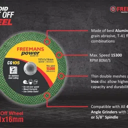 FREEMANS 4-Inch Double Net Cut off Wheels for Metal and Stainless Steel Cutting using Angle Grinder, Green - Pack of 50 Pieces image 4