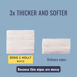 Eddie & Holly 99.9% Water Baby Wet Wipes | 2X Larger & 3X Thicker | 100% Plant based Fabric | Unscented | Zero Rash Wipes | Wipes for New Born Baby & Mother | Suitable for Sensitive Skin (4 X 60) image 3