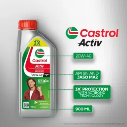 Castrol Activ 20W-40 4T Engine Oil for Bikes with Synthetic Technology (900ML) | 3X Protection with Actibond Technology | Engine Protection for bikes | API SN and JASO MA2 image 4
