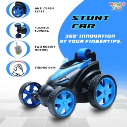 Wonder 360° Rotating RC Stunt Car – LED Lights, Sound, Off-Road Remote Control Vehicle for Kids and Adults (Blue) image 2