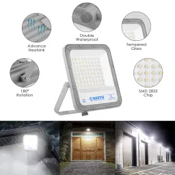 Gesto 50W LED Flood Light Cool White IP66 Waterproof Outdoor Halogen Focus Light | Wide Beam Angle Floodlight for Garage, Parking, Playground, Shop, Warehouse, Garden | 2 Years Warranty- Pack of 1 image 4