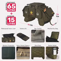 MOTARD Bombardier Motorbike Waterproof Saddle and Tail Bag 65 Liters | Mini Waterproof Tail Bag | Compatible with Sports & Street Motorbikes image 2