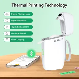 Rongta Label Maker Machine with Tape, Bluetooth Label Printer, Wireless Mini Label Makers with Multiple Templates for Organizing Office Home, (White) image 4