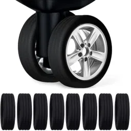 enchantment ARAA PAVA Luggage Wheel Silicone Protector Cover 16PCS Trolley Silicone Shock Absorption for Trolley Bag Suitcase Silicone Spinner Wheel Bag/Chair (16) black image 1