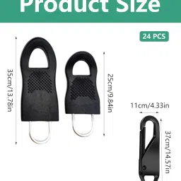 Removable Zipper Puller, 24-Piece Zipper Fixer Kit for Bags, Luggage, Jackets, Universal Zip Puller Replacement in Nylon/Metal Material image 1