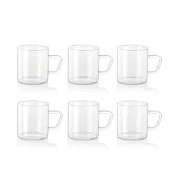 Borosil Vision 6 Pcs Tea n Coffee Borosillicate Glass 190 ml Classic Mug Set | Microwave Safe, Scratch Resistance, Lightweight | for Chai, Green Tea, Milk | Transparent image 4