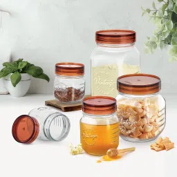 Treo By Milton Vintage Glass Jar with Airtight Lid Kitchen Storage Containers, Set of 6, BPA Free, Glassy Storage Organizer, Multipurpose Dabba for Food, Spice, Cereals, Cookies, Dry Food, 300ml each image 5