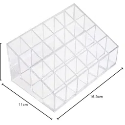 OXILY Plastic Cosmetic Shelf Stand Case Grid Squares Lipstick Holder Showcase Stand Cosmetic Organizer Makeup Storage Box (Transparent) (24 Grid 4X6) image 2