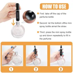 WAEKIYTL Mini Refillable Perfume Atomizer Bottle, Portable Perfume Spray Bottle Atomizer Perfume Bottles 5ml Travel Size Refill Pump Case (2pcs Black+Gold) image 5