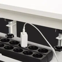 Cable Tray for Desk Wire Management – Clamp-On Under Desk Organizer for Power Strips & Cables – Tool-Free Installation, Heavy Duty Metal (108x120x600mm) (Black) image 2