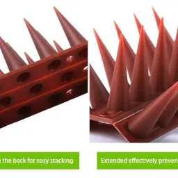 SPIKESTORE (Pack of 5) Bird Spikes with Double Sided Tape Spikes for AC/Balcony/Balustrades Protect Windows Against Pigeons Spikes for Children's Safety (Black) image 3