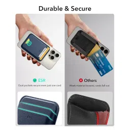 ESR for MagSafe Wallet, 5-Card Holder, iPhone Wallet with 3,200 g Magnetic Strength, Vegan Leather, Magnetic Card Holder for iPhone, for iPhone 16/15/14/13/12 Series, Not for 13/12 Mini, Dark Blue image 5