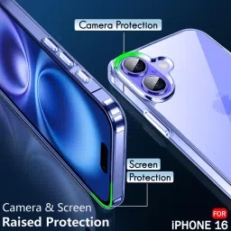 TheGiftKart Ultra-Hybrid Crystal Clear Back Case Cover for iPhone 16 | Shockproof Design | Camera Protection Bump | Hard Clear Back | Bumper Case Cover for iPhone 16 (PC & TPU, Transparent) image 3