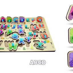 Lefan Wooden Learning Educational Board for Kids, Puzzle Toys for 2 Years Old Boys & Girls (Alphabets, Numbers & Shapes) (ABC, Numbers & Shape) image 5