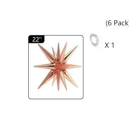 Toys Treasure We Deliver Smiles 6 pcs 22Inch 4D Large Foil Balloons Rose Gold Metallic Star for 70s Disco Dance Birthday Graduation New Year (Rose Gold Star 6pcs) image 1