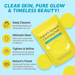 Turmeric & Kojic Acid Face Cleansing Foaming Pads for Dark Spots, Skin Brightening & Acne Prevention With Vitamin C, For All Skin Types (1 Pack (60 Pads)) image 2