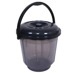 Kuber Industries Colorful Homeware Bucket| Plastic Bucket|Transparent Bucket with Lid & Handle for Bathroom,Home Use,13 litre (Black) image 2