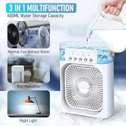 Elevea 𝟏𝟓 𝐘𝐞𝐚𝐫𝐬 𝐖𝐚𝐫𝐫𝐚𝐧𝐭𝐲 Portable Water Misting Air Cooler, 3-Speed Air Cooling Fan for Home, Office, Travel | Compact Handheld Design in Sleek White | Personal Summer Relief (White) image 3