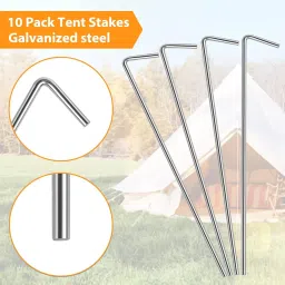 HASTHIP® 10 Pack Tent Stakes, 6.7 Inches Tent Stakes for Camping L-shaped Ground Nail for Tent, Heavy Duty Iron Galvanizing Tent Stakes image 2