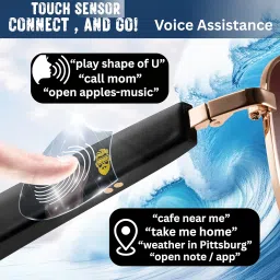 Bluetooth Smart Glasses for Women Men, with Speakers New 5.3 Android Siri Touch and Voice Assistant, 120H SB, Tan Color Aviator Snug-Fit Sunglasses image 3