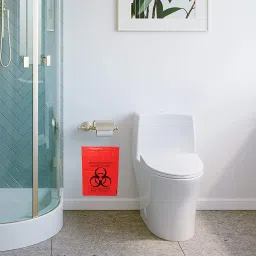 Seadasyoon 9x13in/23x33cm Stick-On Biohazard Infectious Red Waste Bags image 3