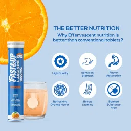 FAST&UP L-Arginine Essentials 1500 mg, Effervescent L-Arginine Supplement, Refreshing Orange Flavour, Boosts Stamina and Nitric Oxide (NO), Delays Onset of Fatigue – Pack of 20 Effervescent Tablets image 5