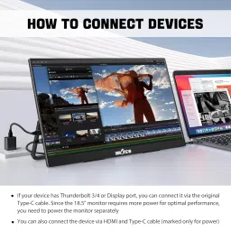 InnoView Portable Monitor 18.5 inch 100HZ 120% sRGB, 1080P FHD IPS Large Portable Monitor for Laptop USB C HDMI HDR Travel Monitor with Kickstand Mac PC Xbox PS4/5 Switch image 1