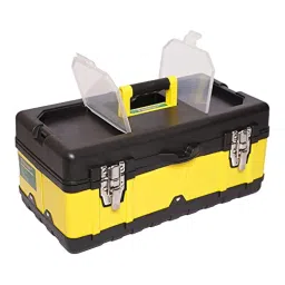 Eastman 19" Organised Heavy-Duty Portable Essential Toolbox with Top Lid and Removable Tray Compartment for Easy & Convenient Storage, YELLOW & BLACK (E-2250) image 3