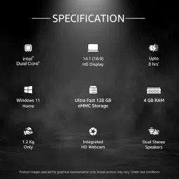 Ultimus PRO Intel Dual Core ~2.4GHz (4 GB/128 GB EMMC Storage/Windows 11 Home) NU14U6INC43BN-CS Thin and Light Laptop (14 Inch, Cloud Silver, 1.2 kg) image 1