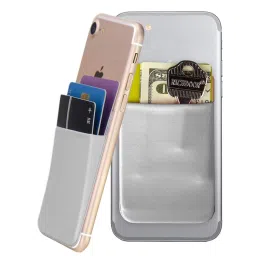 Stealodeal Silicone Silver Multipurpose Adhesive Phone Jacket Card & Earphone Mobile Holder Pouch for ALL image 3