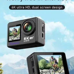 Sports Camera| 50MP Ultra HD Photo |170° Wide Angle Lens | EIS Stabilization | Waterproof 30M | WiFi Connectivity | Remote | Upto 256GB SD Card Support Vlogging(6K Dual Screen Action Camera) image 5