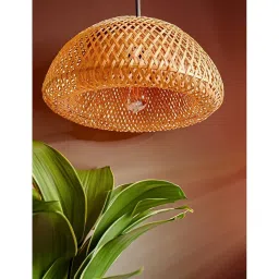 Craftscape Handwoven Dome Pendant Lampshade, Natural Wicker, Decorative Light for Home, Office, Restaurant, Café image 2