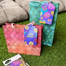 weRevel Happy Diwali Gift Tags, 20 Premium Festive Tags with String, 4 Unique and Vibrant Designs - 350 GSM, Gloss Finish, 10 cm x 6 cm, with String image 2