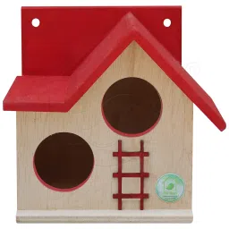 Bird House for Balcony and Garden Hanging for Love birds, Sparrow, Hummingbird, Kingfisher Birds Nest for Balcony Made with Russian Wood with Hanging and Wall Pink - DECO6 image 1