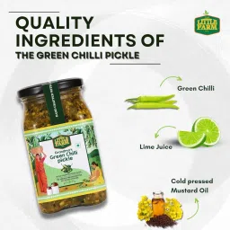 THE LITTLE FARM CO Green Chilli Pickle - Hari Mirch ka Achar | Less Oil Mustard Base Homemade Chilli Pickles Chopped | No Added Preservatives, No Artificial Flavours | Traditional Recipe, 400g image 3