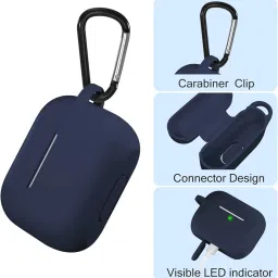 Airpods Pro 2 Case Compatible with Airpod 2 Pro & Airpods Pro, Earphone Case Cover Keychain | Shock Ressitant Full Protection LED Visible (Navy Blue) image 1