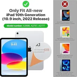 ProElite Smart Case for iPad (A16) 11th/10th Generation (2025/2022) [Auto Sleep/Wake Cover] [Left Side Pencil Holder] [Soft Flexible Case] Recoil Series - Marble Purple image 1