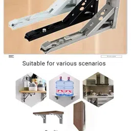 Folding Shelf Brackets Heavy Duty Metal Collapsible Shelf Bracket for Bench Table Shelf Hinge Wall Mounted Space Saving Bracket max Load 150 lb (20 cm) image 3