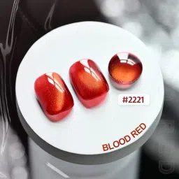 9D Cat Eye Gel Nail Polish, Holographic Reflective UV Gel, Translucent Finish Soak Off Gel Polish for Nail Art (Red, 14ml) image 1