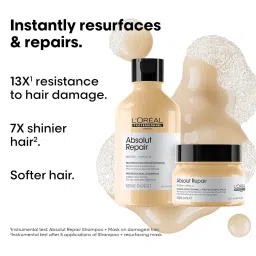 L'Oréal Professionnel Absolut Repair Shampoo & Mask for Dry & Damaged Hair - 300ml+250ml | Professional Routine for Strenghthening & Repairing Hair, Protein & Omega-9, For Men & Women image 1