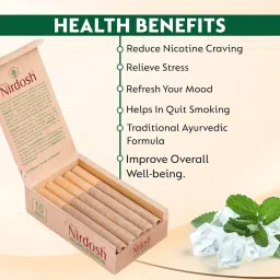 Nirdosh Herbal Smoking Sticks | Icey Mint Flavor | 100% Natural Herbs | Tobacco & Nicotine Free | Non-Addictive | Pack of 1 (10 Sticks) image 2