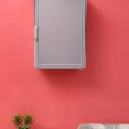 zahab Bathroom Cabinets for Storage with Mirror Door Wall Mounted 25 x 9.5 x 35 cm Grey, Glossy Finish, Plastic image 1