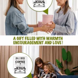 Coffee Bar Decor, All I Need Is A Cup Of Coffee Desk Decor, Christian Wooden Plaque Sign With Iron Stand, Rustic Kitchen Decor for Farmhouse Home, Coffee Signs for Coffee Station, Cafe -62 image 3