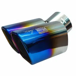 CARIZO High Performance 60mm Inlet Dual Exhaust Muffler Tip Burnt Blue TF-6124, Car Exhaust Upgrade Compatible with Hyundai i20 Elite (Type-I) 2013-2018 image 1