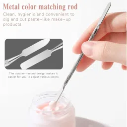 Makeup Palette, Stainless Steel Cosmetic Palette 3-well Blending Palettes Artist Mixing Palette with Spatula Tool for Mixing Foundation image 2