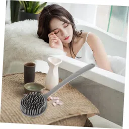 TEKCOOL Premium Soft Silicone Back Scrubber Shower Bath Body Brush with Long Handle Dirt_Removal Back Scrubber | BPA-Free | For Men and Women (BLACK) image 4