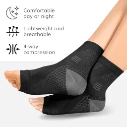 BraceAbility Neuropathy Socks for Women and Men - Toeless Compression Foot Neuropathy Socks, Peripheral Neuropathy Socks, Diabetic Neuropathy Socks, Arthritis Socks (L - Black) image 2