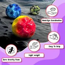 Wembley Moon Ball High Bouncing Ball with for Kids Adults Pets Easy Grip Sports Space Ball with Craters Indoor Outdoor Toy Helps in Hand Eye Coordination Stress Relief – Pack of 2, Random Color image 2